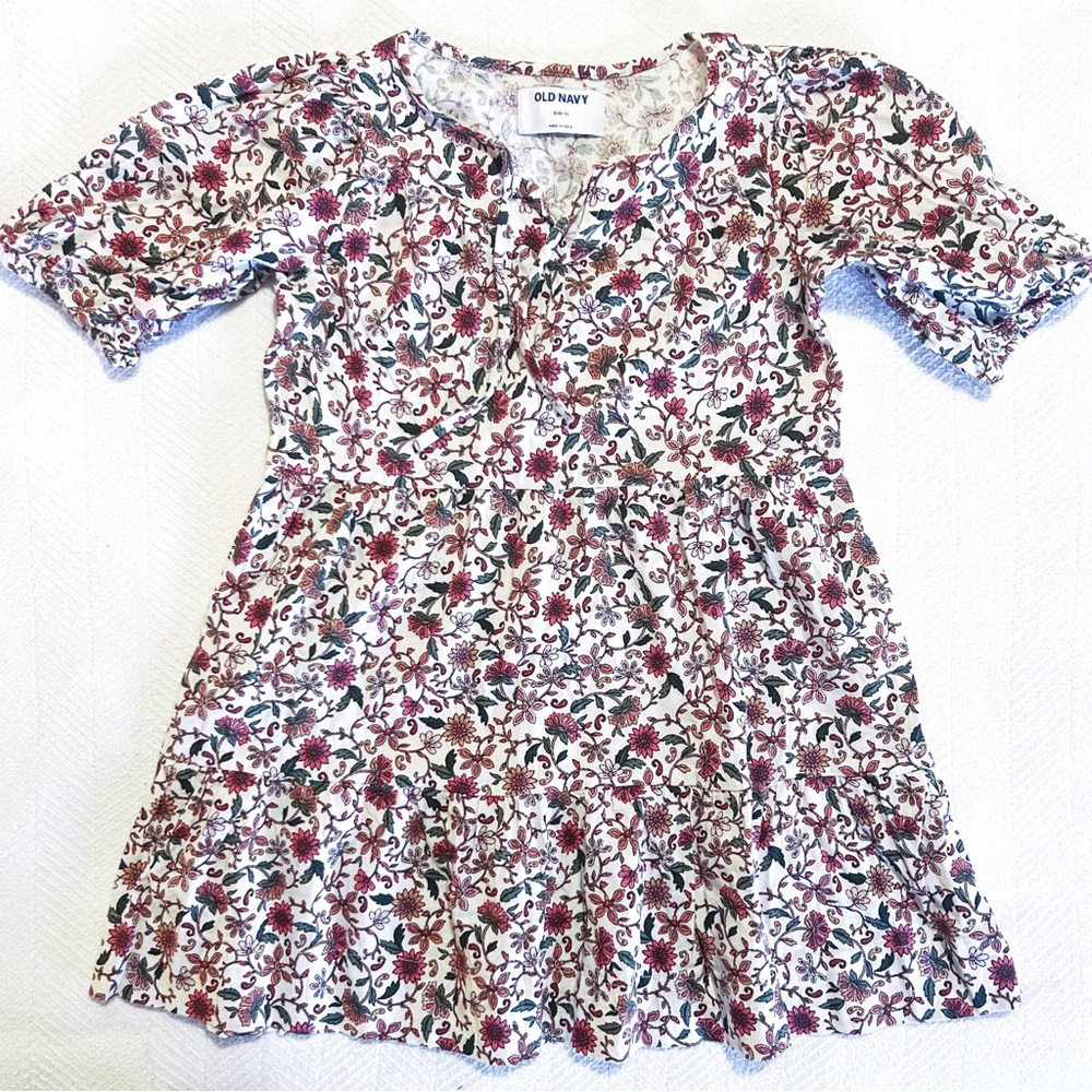 Old Navy Girls Floral Dress 6 7 Small Fall Harvest Thanksgiving Flowers Bohemian